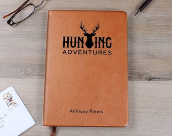 Personalized Hunting Journal - Custom Leather Notebook - Gifts for Men - Deer Hunting Log Book