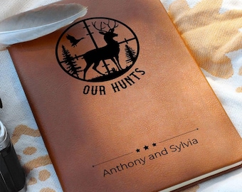 Personalized Hunting Journal - Custom Leather Notebook - Gifts for Men - Deer Duck Hunting Log Book - Our Hunts