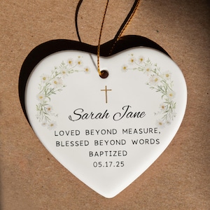 Personalized Heart Ceramic Christening Keepsake Baptism Gift Custom Gift for Goddaughter No.2
