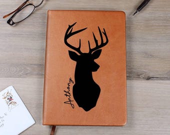 Personalized Hunting Journal - Custom Leather Notebook - Gifts for Men - Deer Hunting Log Book
