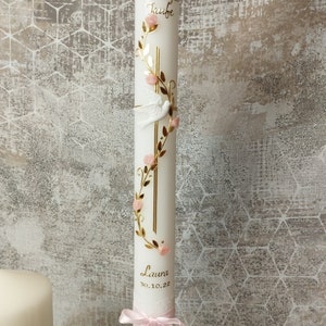 Baptism candle rose tendril