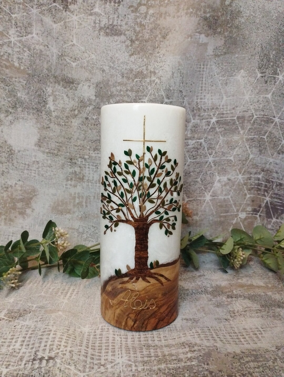 Baptism Candle / Wedding Candle Tree of Life Etsy