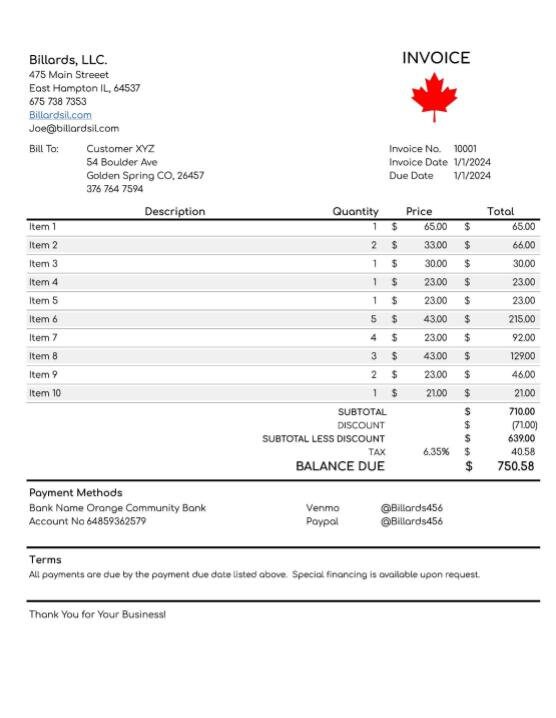 Editable Invoice Template – Simple Design for Small Business - Etsy ...
