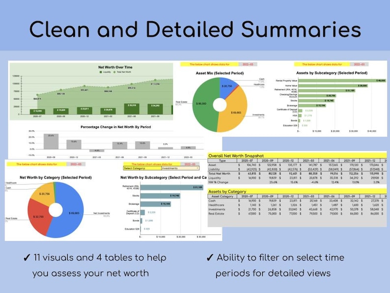 Net Worth Tracker Google Sheet Template Etsy