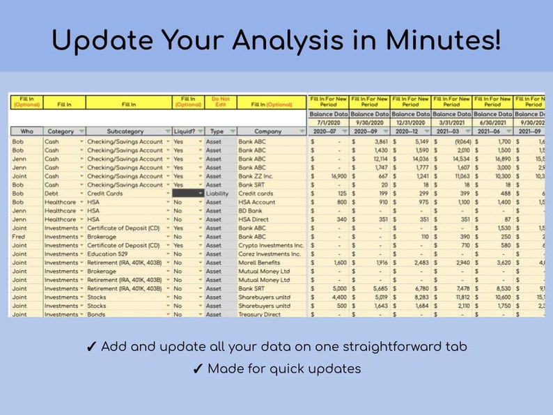 Net Worth Tracker Google Sheet Template Etsy