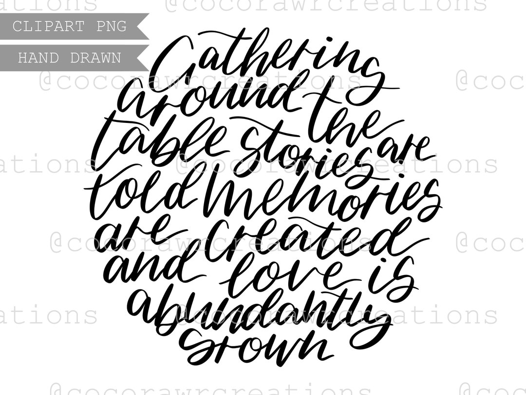 Gathering Hand Lettering Digital Clipart PNG File Digital Stickers Hand ...