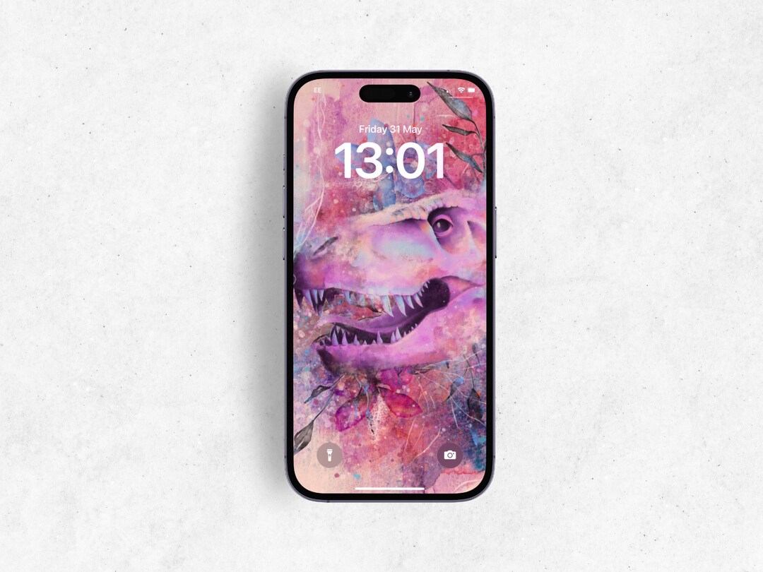 Prehistoric Lock Screen Computer Prehistoric Petals T-rex iPhone Wallpaper, Pink Dinosaur iPhone Home ...