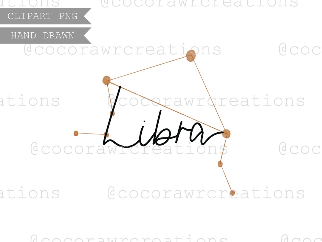 Libra Hand Lettering Digital Clipart PNG File Digital Stickers Hand ...