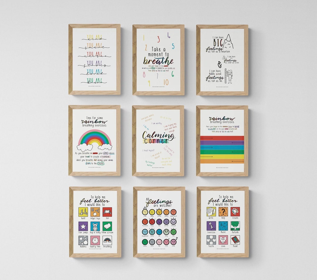 Calm Down Corner Poster Printable Set of 9, Emotion Chart for Kids ...