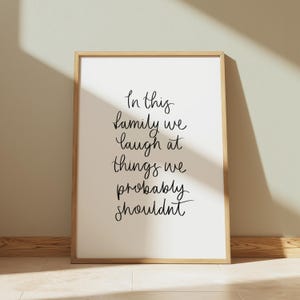 Printable Dark Side Humour Family Quote | Sarcastic Fun Wall Art | Hand Drawn Calligraphy | Minimalist Decor