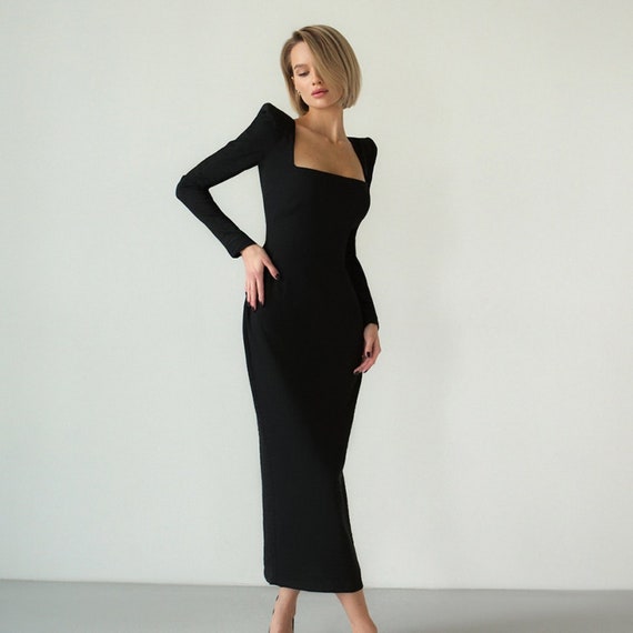 Formal black bodycon best sale dress