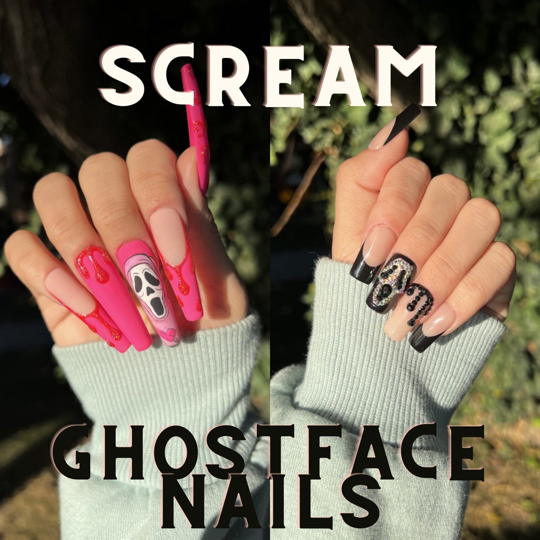 Scream Nails Ghostface Nails Bling Nails Halloween - Etsy