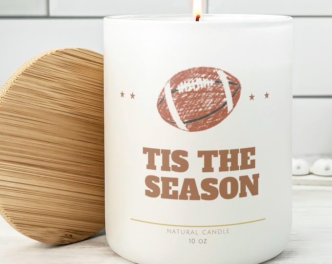 Football Gift Candle, Tis The Season Candle, Game Day Candle, Sports Candle, Man Cave Decor, Tailgate Gift, Natural Candle, Soy