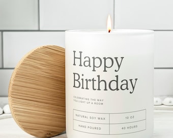 Happy Birthday Candle Glass Jar, Personalized Gift, Birthday Present, Soy Wax Candle, Gift for Her, Gift for Him, Celebration Candle