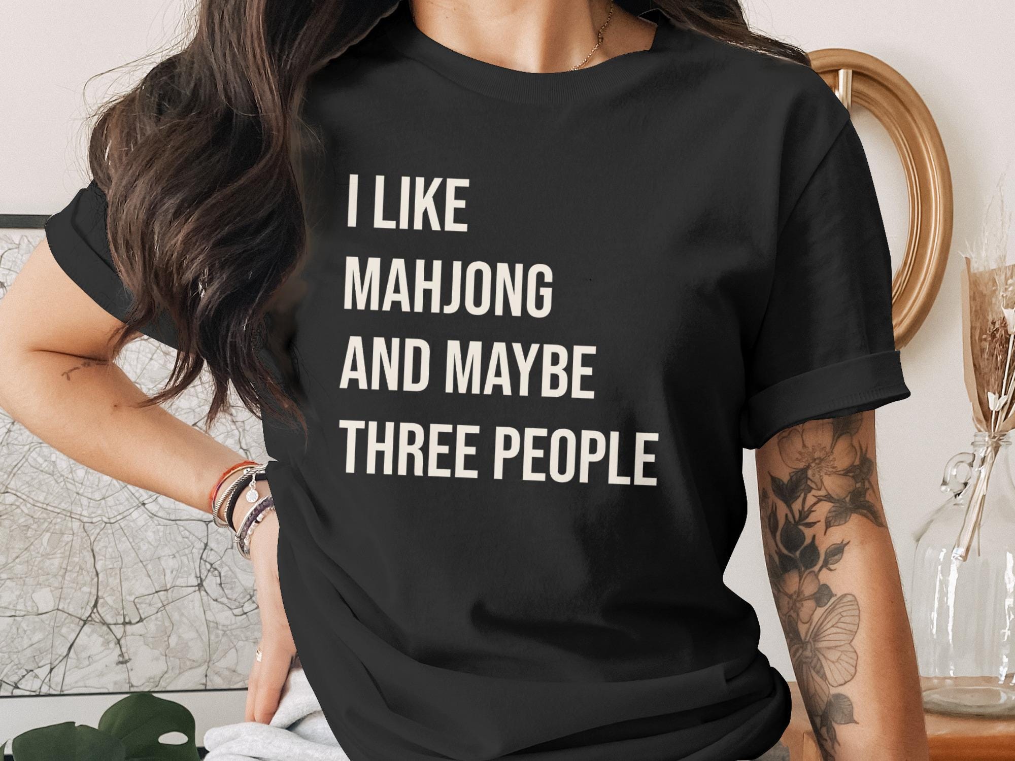 Funny Mahjong Shirt, I Like Mahjong and Maybe Three People Shirt