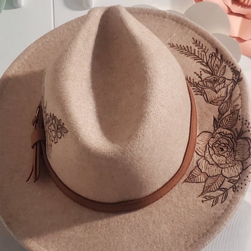 Wood Burned Felt Hats Etsy