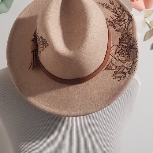 Wood Burned Felt Hats Etsy