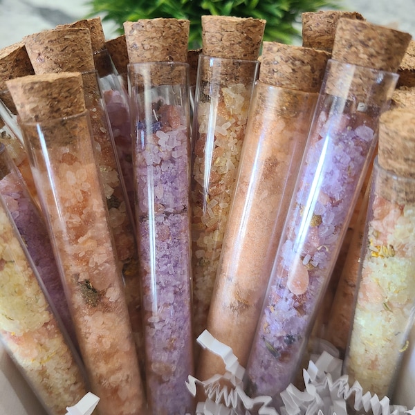 Bulk Test Tube Bath Salts/ Soaking Salts/ Party Favors/feet soak/ relax/Stocking Stuffers/Christmas/Teacher Gifts