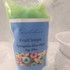 Squeezable Wax Melts 7.5 oz Fruit Loops. All soy wax  for Wax Warmers, Electric Warmers, Candle Warmers, Custom Wax Melts, Strong Scented