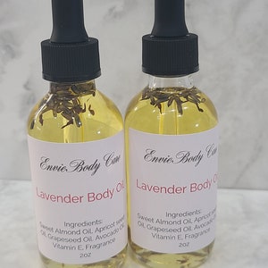 All Natural Lavender Body Oil: Calming Massage Oil (2oz)