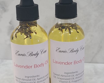 Olio corpo alla lavanda completamente naturale: olio da massaggio calmante (2 oz)