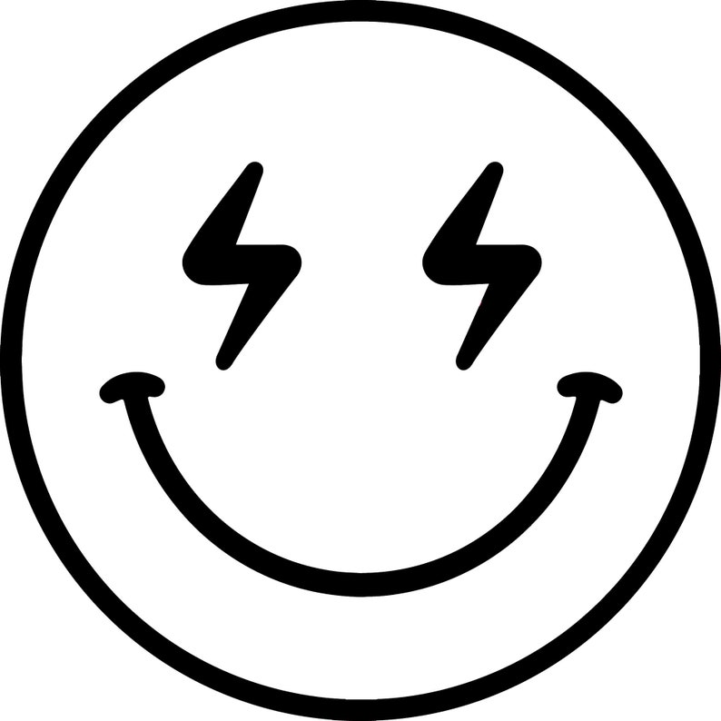 Smiley Face Lightning Bolt Drippy 3 Illustrations Digital Download SVG