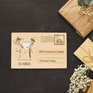 Grußkarte zur Hochzeit - Postkarte - Geschenkidee zur Hochzeit - Zeichnung Braut und Bräutigam