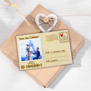 Cartolina Personalizzata Spotify per San Valentino, con Foto e Codice Musicale, in Legno, Biglietto d'Auguri per Anniversario e Compleanno