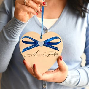 Biglietto di Auguri in Legno a Forma di Cuore, Messaggio per il Papà, Idea regalo festa del papà