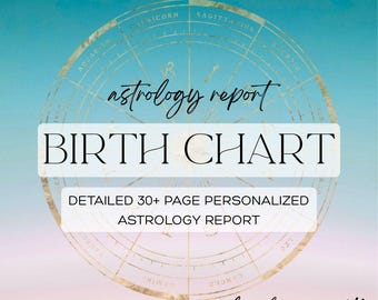 Rapport de thème astral personnalisé : plus de 30 pages d'analyse (PDF)
