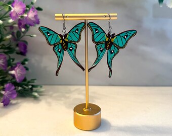 Spanish Moon Moth Earrings, Polymer Clay, Handmade