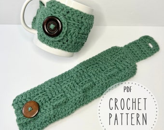 PDF Pattern - Crochet Mug Hug, Digital Download, Crochet Cozy Pattern, Easy Simple Crochet Pattern, Fast Crochet Gift, Coffee and Tea Lovers