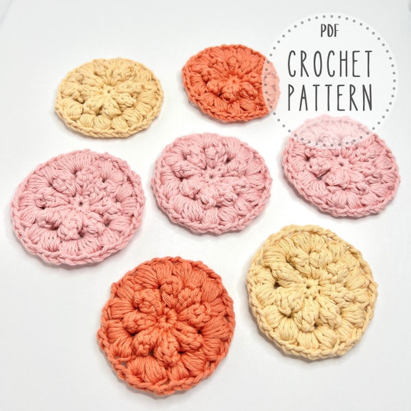 PDF Pattern - Crochet Face Scrubbies, Digital Download, Reusable Exfoliator Cotton Makeup Remover Pads, Quick Simple Crochet for Beginner