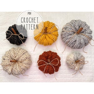 Crochet PDF Pattern / Rustic Chunky Pumpkin Set of 6 / Farmhouse Harvest Home Decor / Autumn Fall Centerpiece / Halloween Thanksgiving Decor