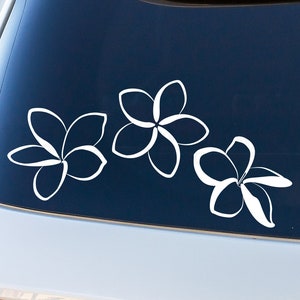 Plumeria auto sticker bundel, mooie auto sticker, mooie tropische bloem auto sticker, botanische auto sticker, vinyl sticker bundel, Plumeria minnaar