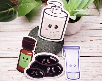 Kawaii Massage Therapist Sticker Pack: Glossy Vinyl Stickers