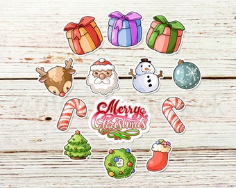 Cute Christmas Sticker Pack, Holiday Sticker, Sticker for Water Bottle, Laptop Stickers, Massage Therapist Gift, Kawaii Holiday Stickers