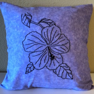 40cm Cotton Cushion Covers Green White Hand Made Hibiscus Embroidery pair 40cm Cotton Cushion Covers Green White Hand Made Hibiscus Embroidery pair