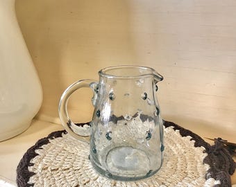 Creamer- clear glass hobnail
