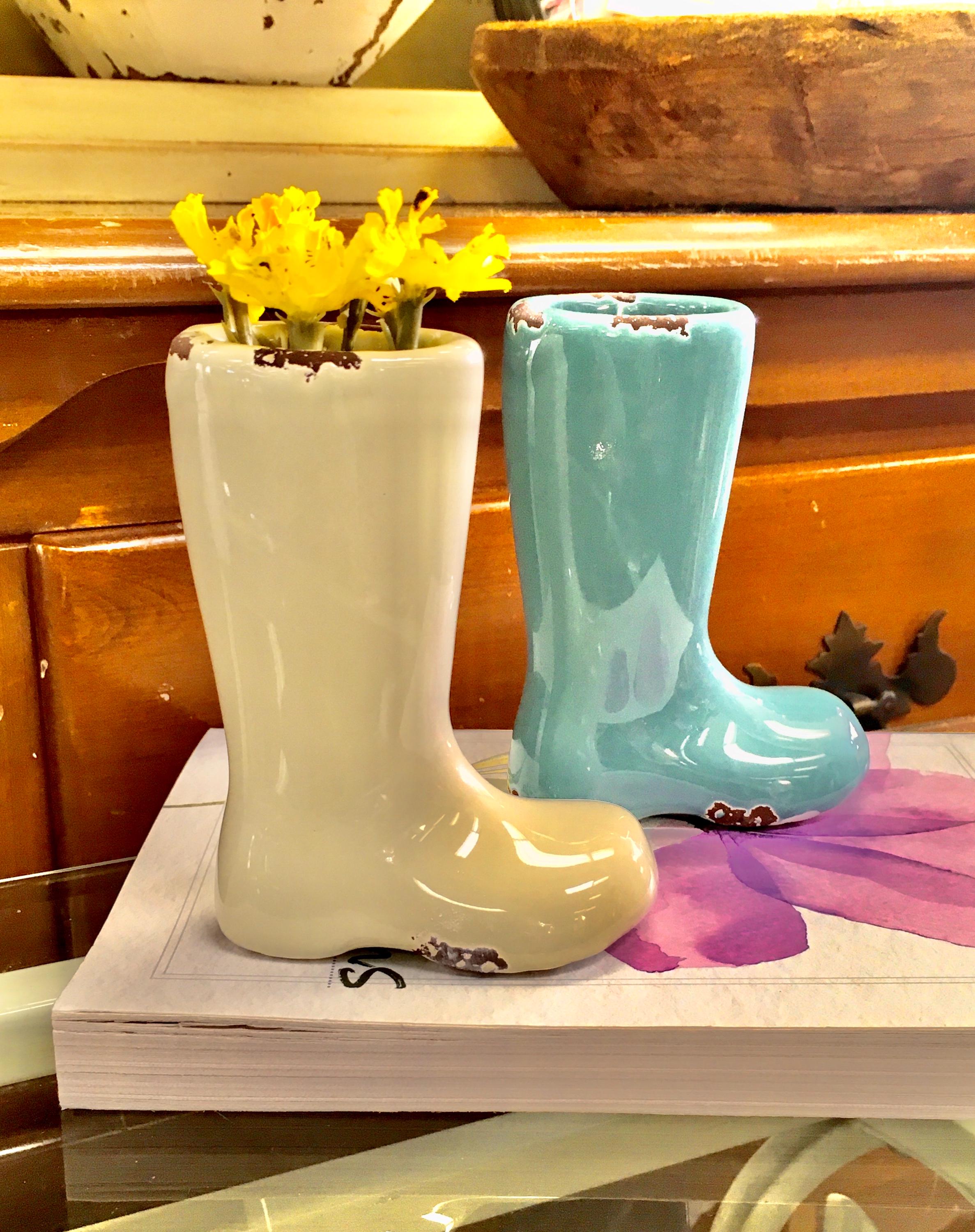 Adorable Ceramic Boot Decor - Farmhouse Shelf and Table Accent Piece - Etsy
