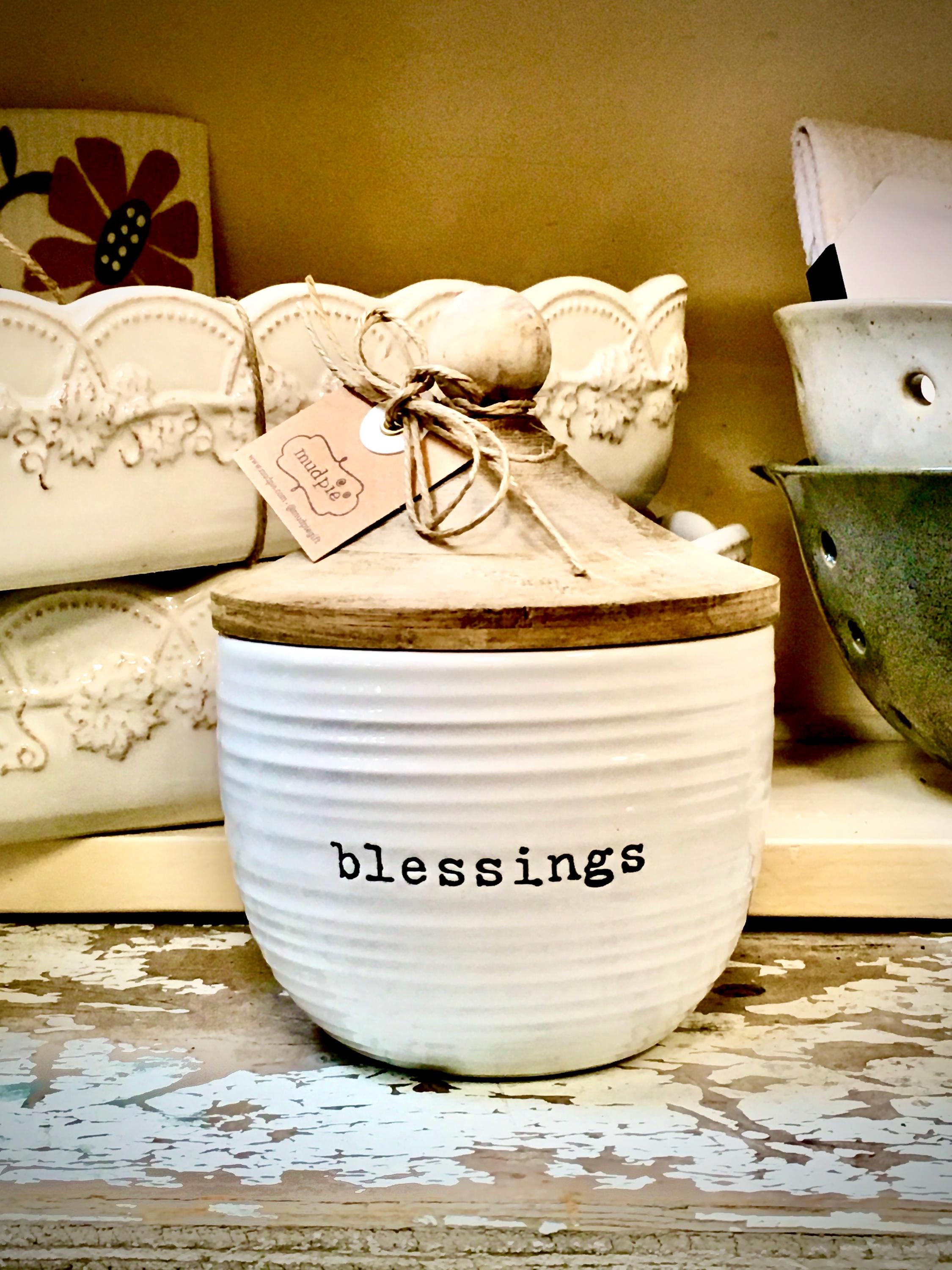 Rustic Farmhouse Blessings Jar with Wooden Lid, Decorative Kitchen…