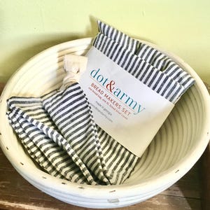 Grey & Cream BREAD MAKERS SeT | Perfect For The Breadmaker In Your Life! ** 1 Bread Bag + 1 XL Bread Bowl Cover **