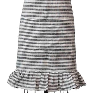 Farmhouse Chic Black & White ~STRIPED RUFFLE APRON~ In Cotton