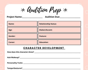 Printable Acting Worksheet Packet for Actors Actresses Thespians ...