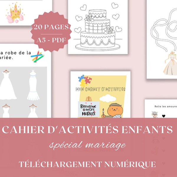 Cahier activités enfants mariage - livrets enfants mariage à imprimer - carnet jeux enfants mariage en version numérique