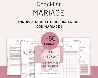 Checklist de mariage en français à imprimer - organisateur de mariage - planificateur de mariage - wedding planner checklist digital