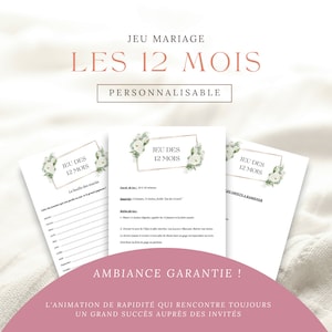 Jeu des 12 mois - Jeu mariage à imprimer - Animation mariage - Jeu mariage - Version numérique à imprimer soi même