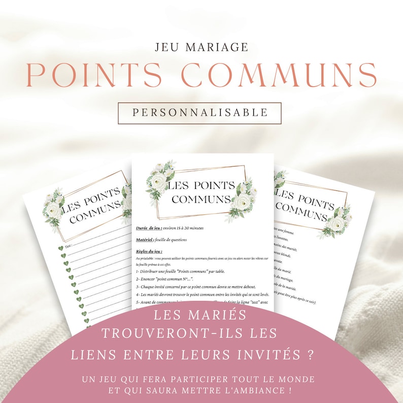 Common Ground Game - Printable Wedding Game - Wedding Entertainment ...