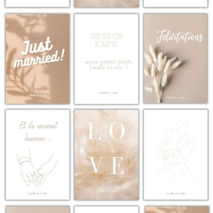 Guestbook wedding postcards: beige - Pack of 50 customizable postcards