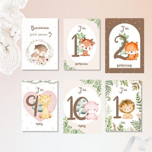 Tarjetas de hitos del bebé - Tarjetas de hitos del nacimiento al 1er año - Tarjetas de hitos del mes de cumpleaños - Regalo de nacimiento / Regalo de baby shower